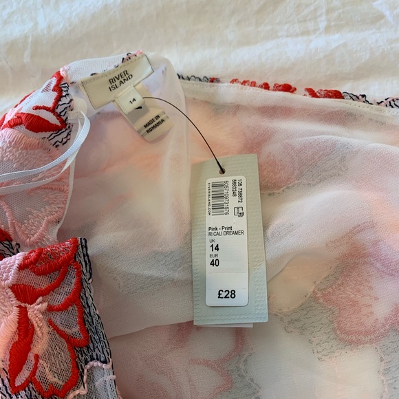 NWT River Island High Neck Floral Print Blouse - Picture 8 of 8